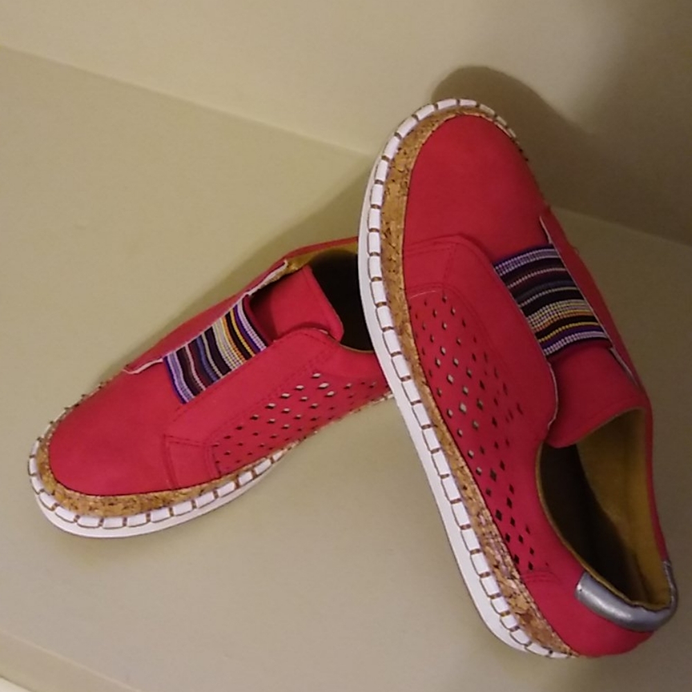 Red slip on shoes